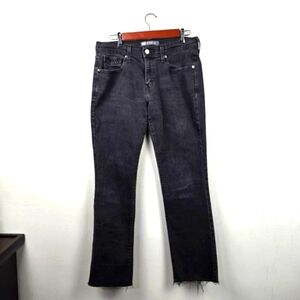 LEVI'S 505 Straight Leg Raw‎ Hem Jean Pants Black Denim Womens Size 8